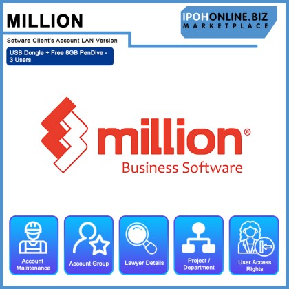 Million Software Client's Account LAN Version USB Dongle + Free 8GB PenDrive - 3 Users